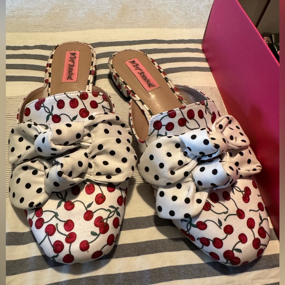 Betsey Johnson Cherry and Polka Dot Mules